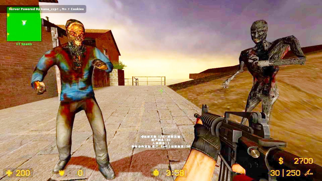 Counter Strike Source - Zombie Riot Mod Online Gameplay on Arena map