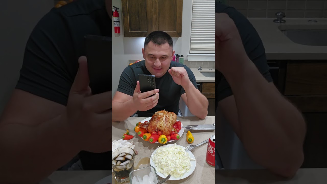 курица 🐔 гриль салатик с капусты кока кола мукбанг