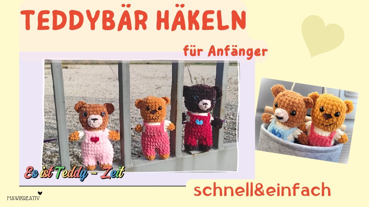 Teddy häkeln 🧸 Amigurumi 🧶für Anfänger 🩷 Schritt für Schritt  #amigurumi #teddy #crochet