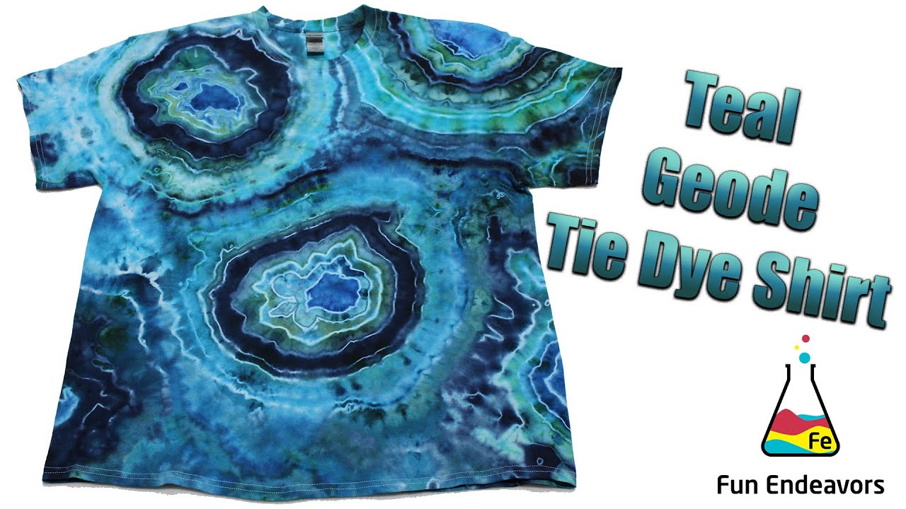 Tie Dye Design:  Teal and Blue Ice Dyed Geode Shirt [Tutorial Video]
