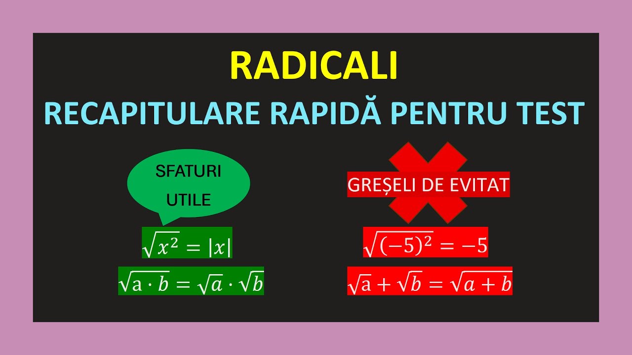 RADICALI CLASA 7 RECAPITULARE TEST REGULI ADUNARE RATIONALIZARE EXPLICITARE MODUL EXERCITII OPERATII