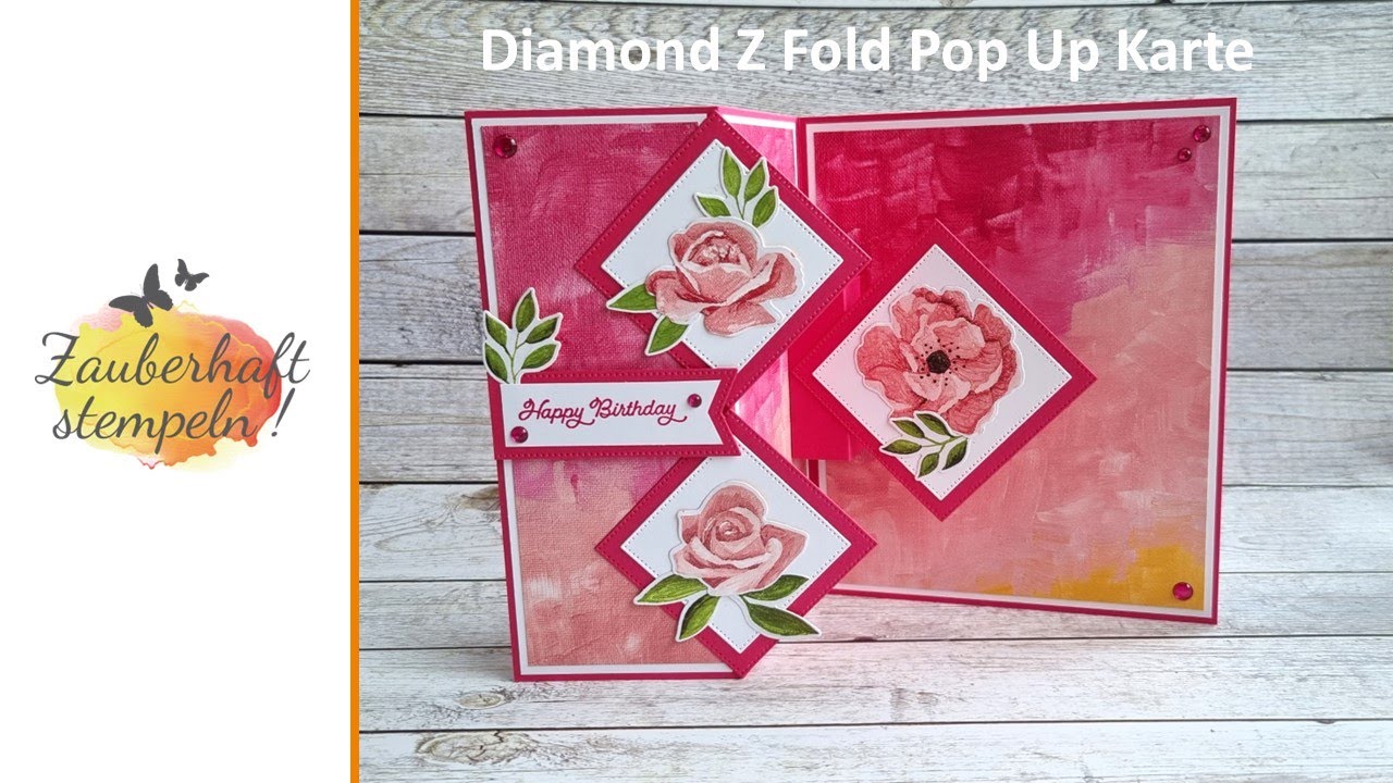 Diamond Z Fold Pop Up Karte | FARBEN DES GLÜCKS | Besondere Kartenform | BASICS MIT PEP Stampin' Up!
