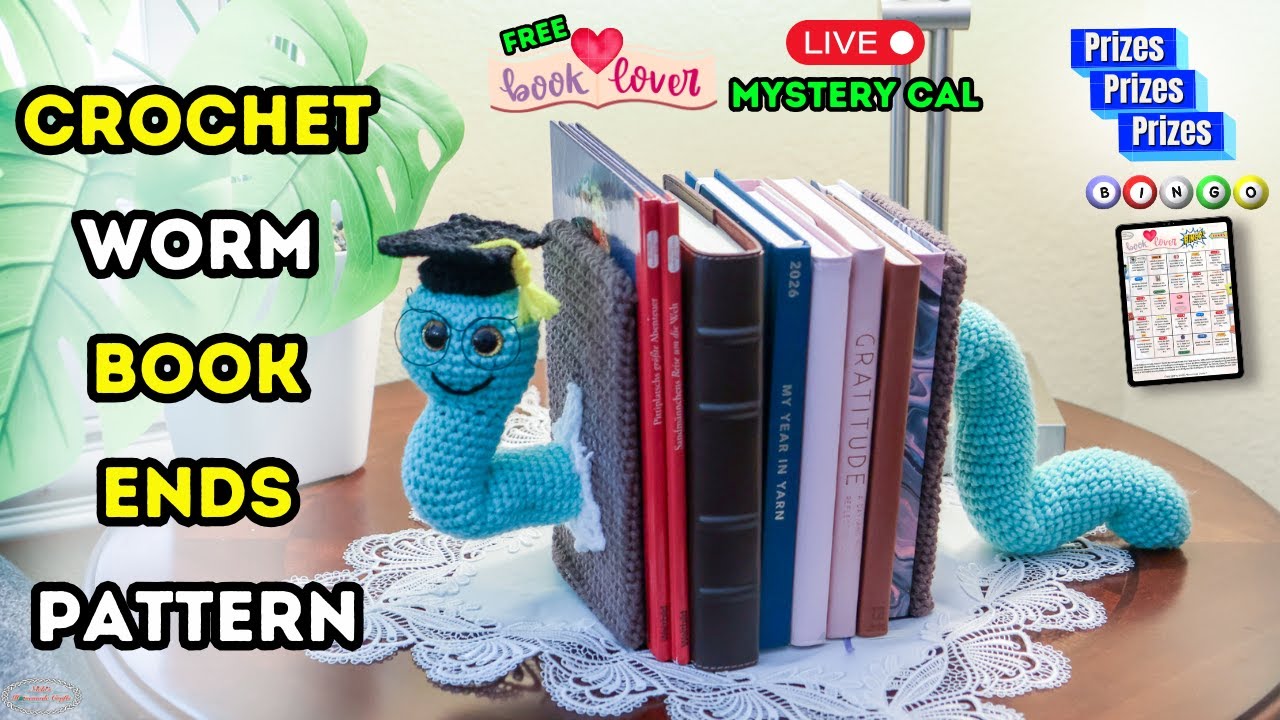 Worm Bookends Crochet Tutorial 🐛📚 | Book Lover Mystery CAL + Prizes
