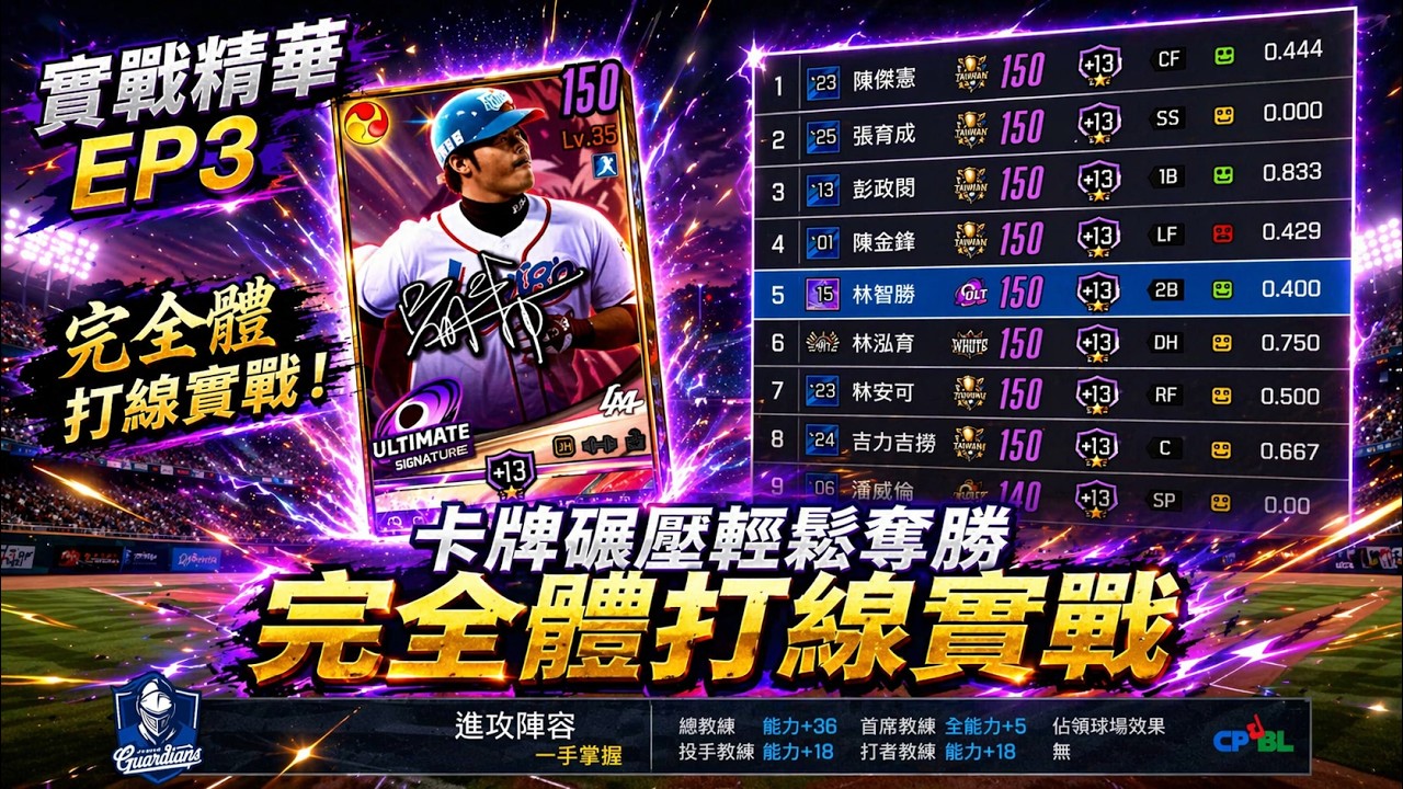 [棒球殿堂] 評價150的完全體打線實戰 卡牌碾壓輕鬆奪勝