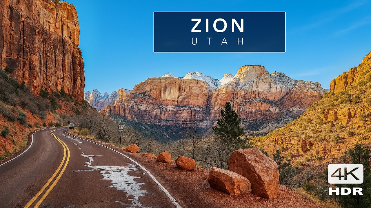 Zion UTAH 4K - Most SCENIC drive in this world famous National Park at sunset