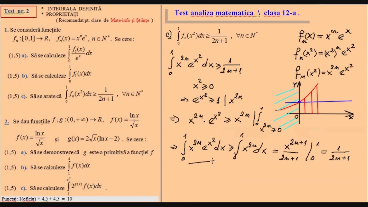 Test de analiza matematica, clasa a 12-a (mate-info + stiinte)