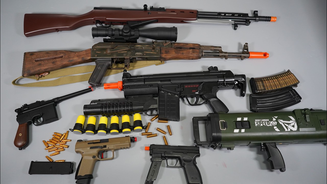 Shell ejecting ToyGun SKS AK47 Airsoft Nerf Gun Rocket Launcher C96 - Realistic Toy Guns Collection