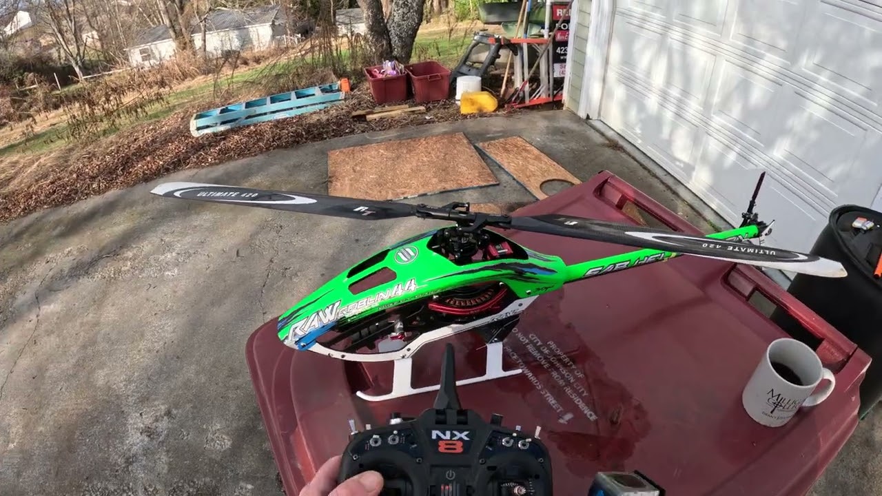 Garage talk and catching the warmest part of the day to fly Greenie a little
