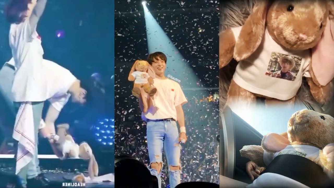 Jungkook's smile with Bunny ARMY throw on stage - Like father, like son