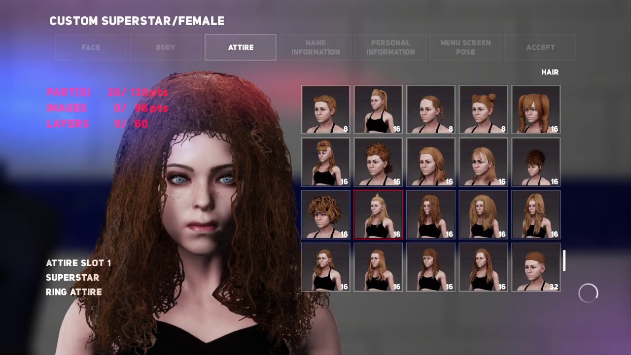 WWE 2K18: EVERY CREATED FEMALE CHARACTER HAIRSTYLES + NEW HAIRS  [PS4 PRO 4K]