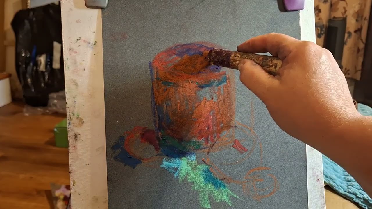 Painting an indoor still life with oil pastels #artdemo #oilpastelsdemo