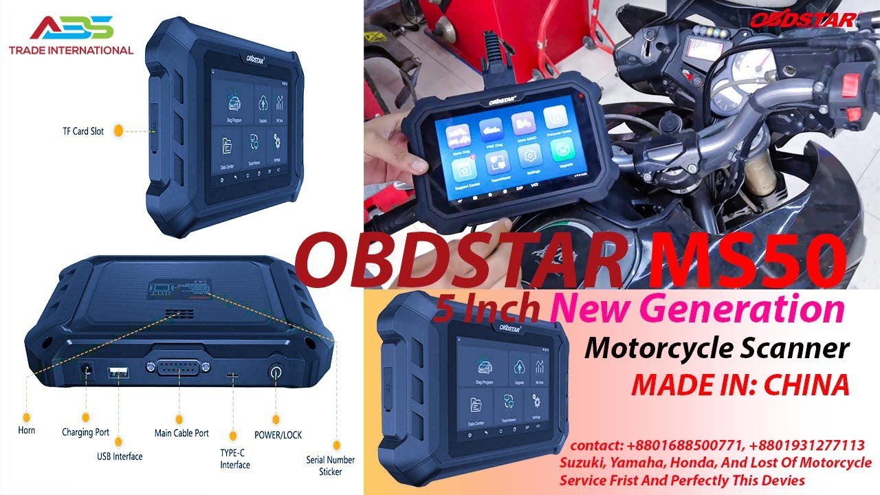 OBDSTAR MS50 5 Inch New Generation Motorcycle Scanner by ABS Trade International