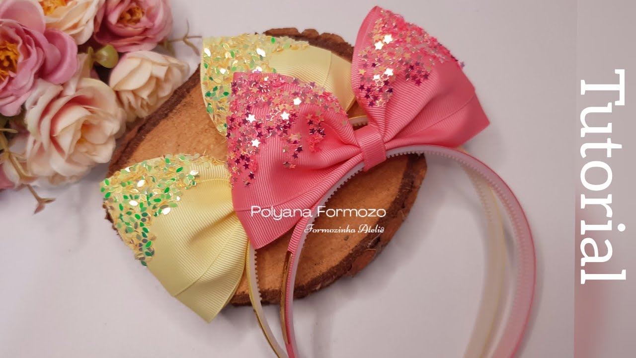 Laço em Pé - Tiara/Arco com laço em Pé - Ribbon Bow hair - Tiara luxo by Polyana Formozo