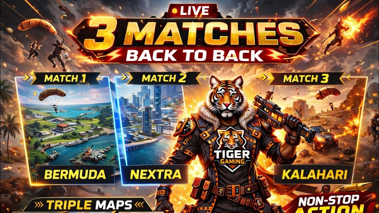 Back To Back 3 Matches LIVE 🔥 8PM | Bermuda Nextra Kalahari | Tiger Gaming #livestream