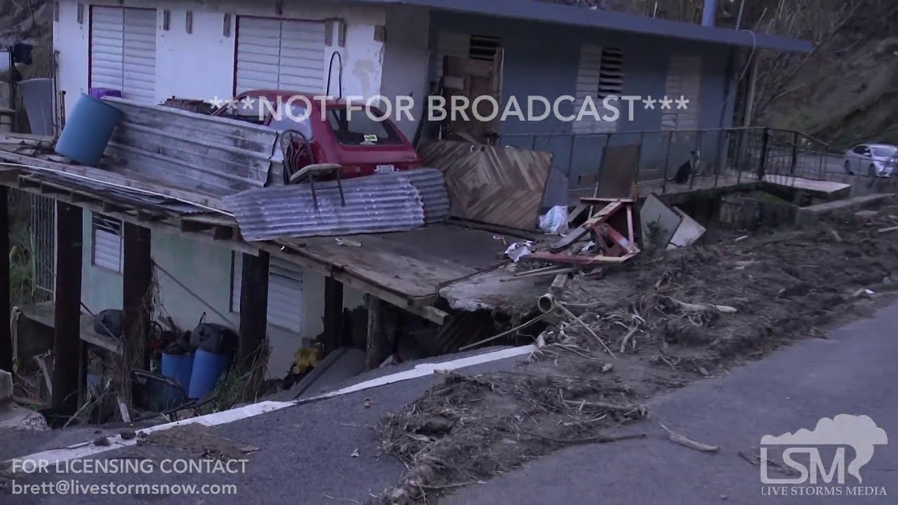 10-2-2017 El Yunque rainforest destroyed by Hurricane Maria, people doing laundry in river, extreme