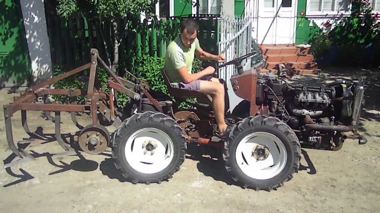 Самодельный минитрактор 4x4 с переломной рамой. HOMEMADE 4wd Articulating Tractor