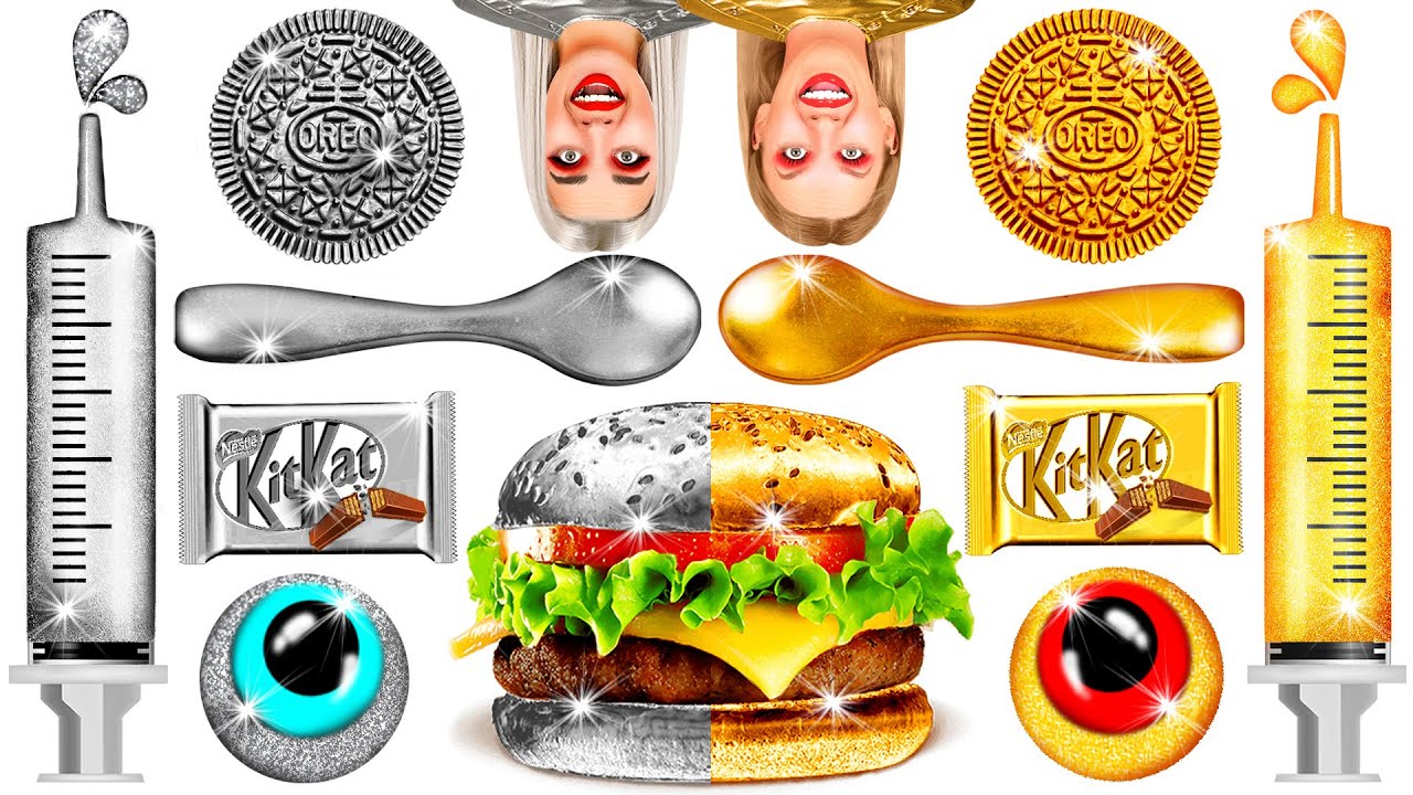 Челлендж с едой «Золото против Серебра» | Вкусные Кухонные Лайфхаки от BooBoom Challenge