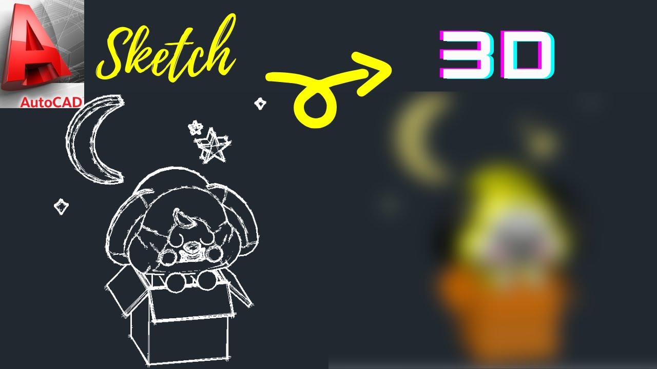[Sketch to Realistic 3D Model | AutoCAD Drawing 2020] BT21 Chimmy