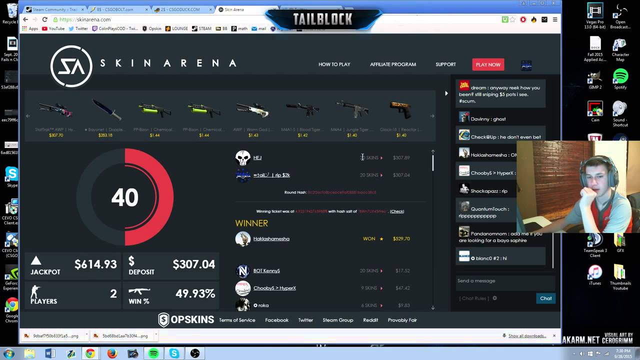 Tailblock WINS $2200 bet on SkinArena 13% CHANCE - CSGO SKIN BETTING !! @TforTaiL