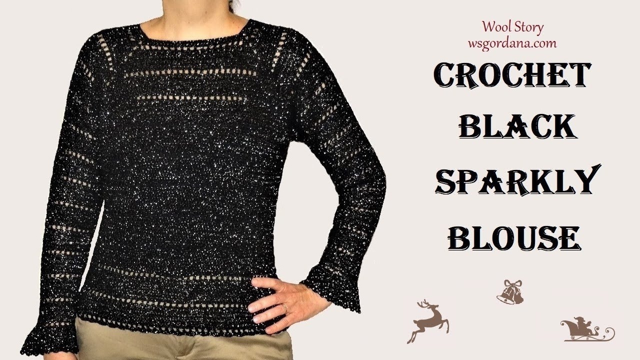 DIY Tutorial - Crochet Black Sparkly Blouse (Heklana bluza)