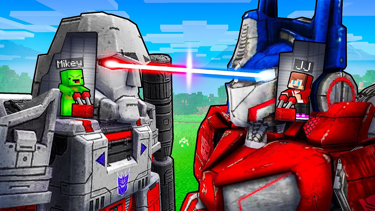 Джей-Джей и Майки: ТРАНСФОРМЕРЫ КОНТРОЛИРУЮТ РАЗУМ В БИТВЕ В Minecraft — Maizen