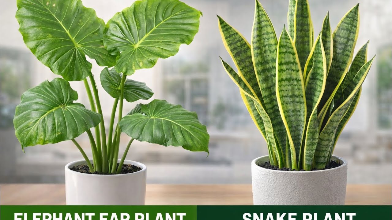 Repotting my snake plant and elephant ear