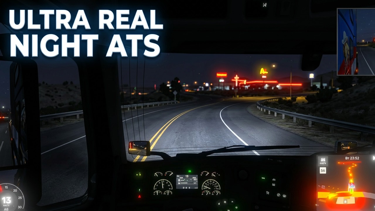 Volvo Night Delivery in American Truck Simulator 🌙🚛 | Ultra Realistic ReShade Graphics #ats