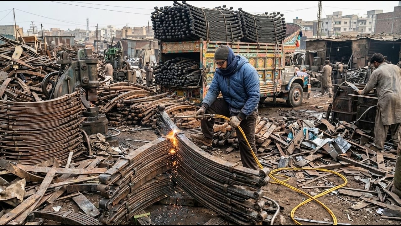 Inside Metal Recycling Factory | Leaf Spring to Sharp Blade | Agriculture Cutter Manufacturing
