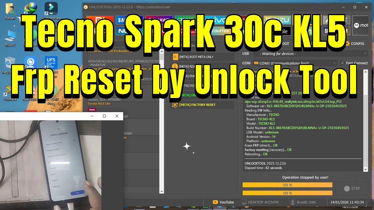 Tecno Spark  30c Kl5 Frp Bypass Unlock Tool || Tecno Spark  30c Kl5 Frp Reset Unlock Tool