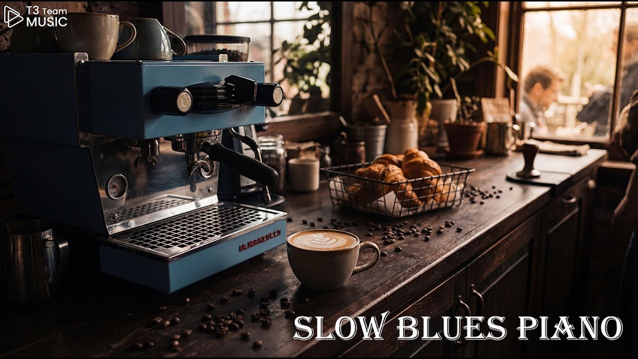 Slow Blues Piano | Romantic Night at the Coffee Shop