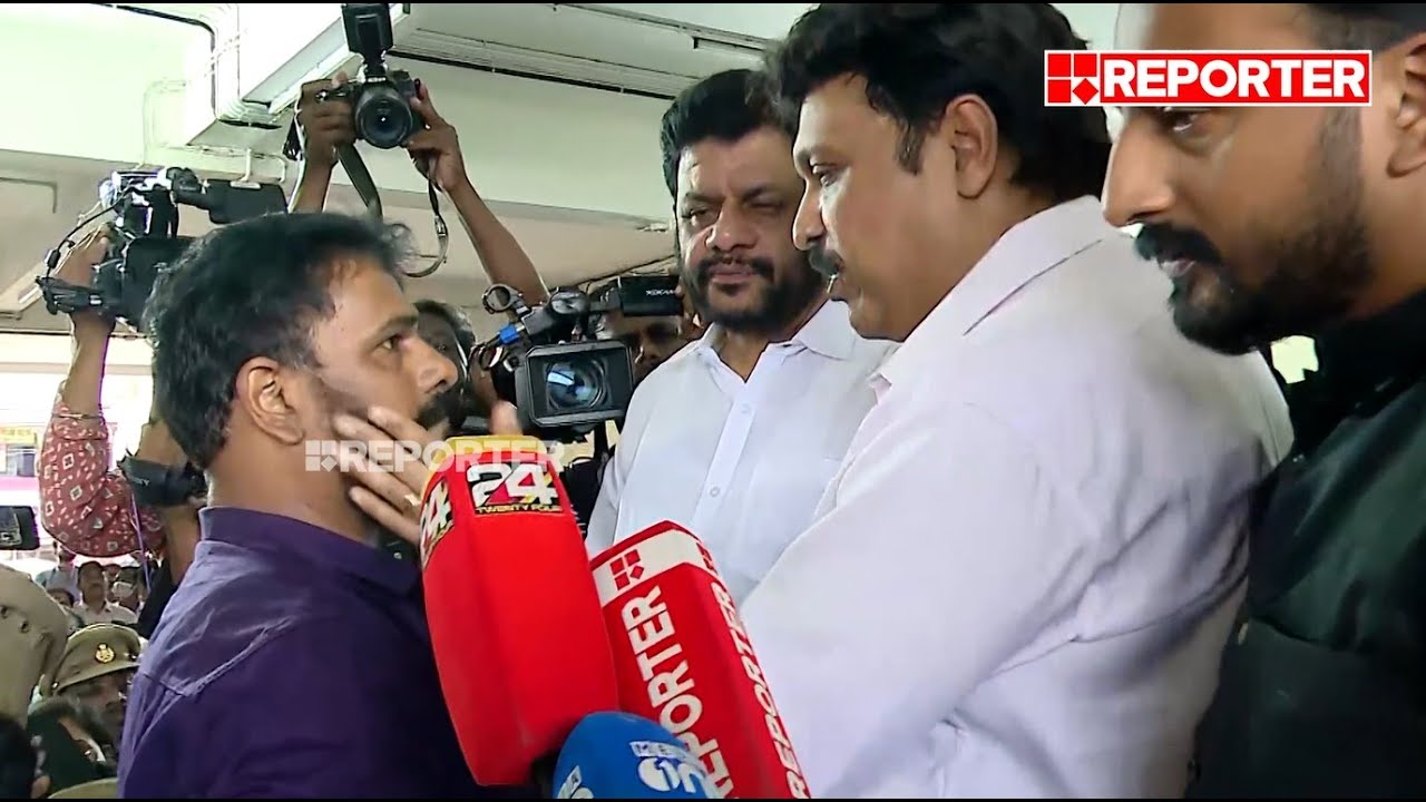 കരിങ്കൊടി കാണിക്കാനെത്തിയ BJP പ്രവർത്തകരുടെ തോളിൽ കയ്യിട്ട് സംസാരിച്ച് മന്ത്രി ​KB Ganesh Kumar