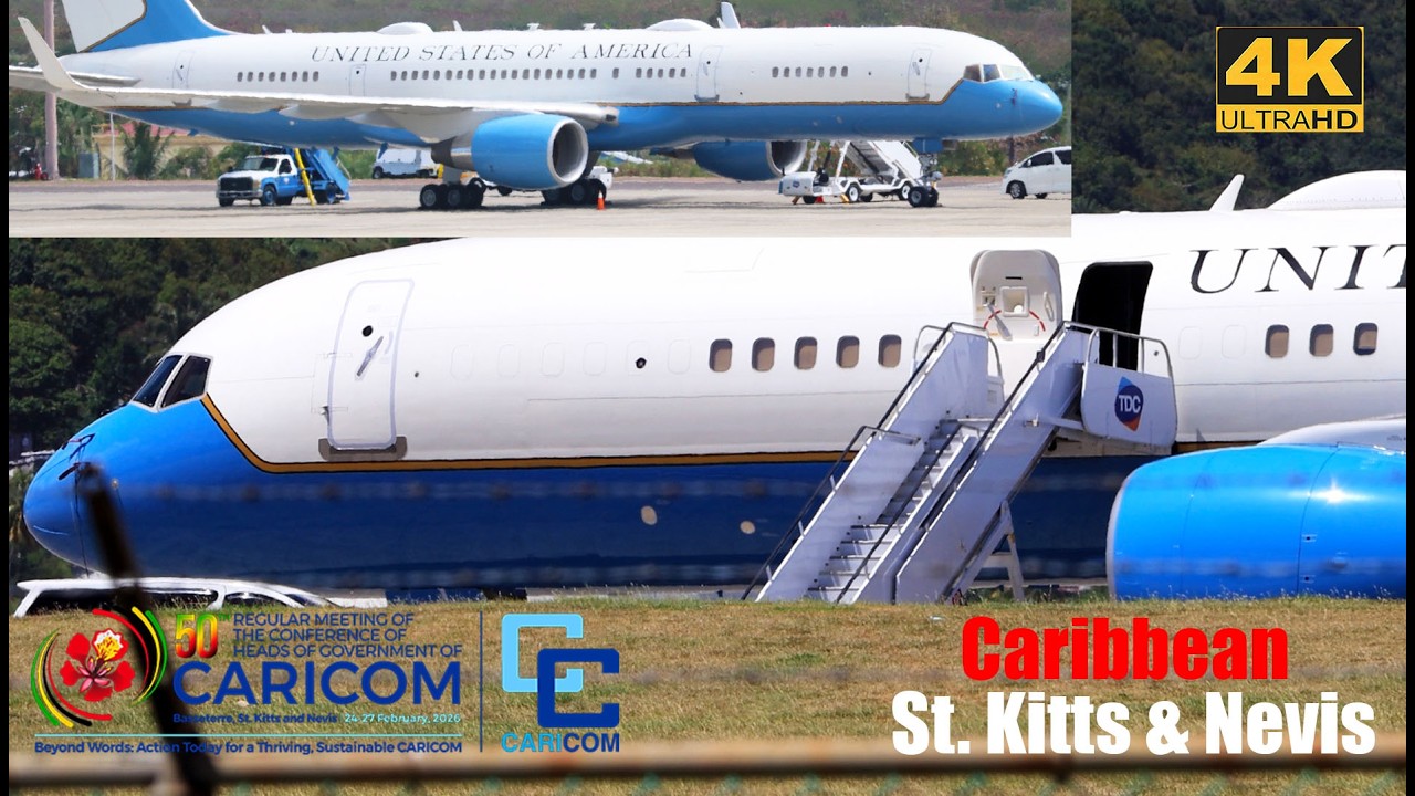 Historic Arrival !!! U.S Airforce Boeing C-32A Marco Rubio Arrival | St. Kitts & Nevis, Caribbean