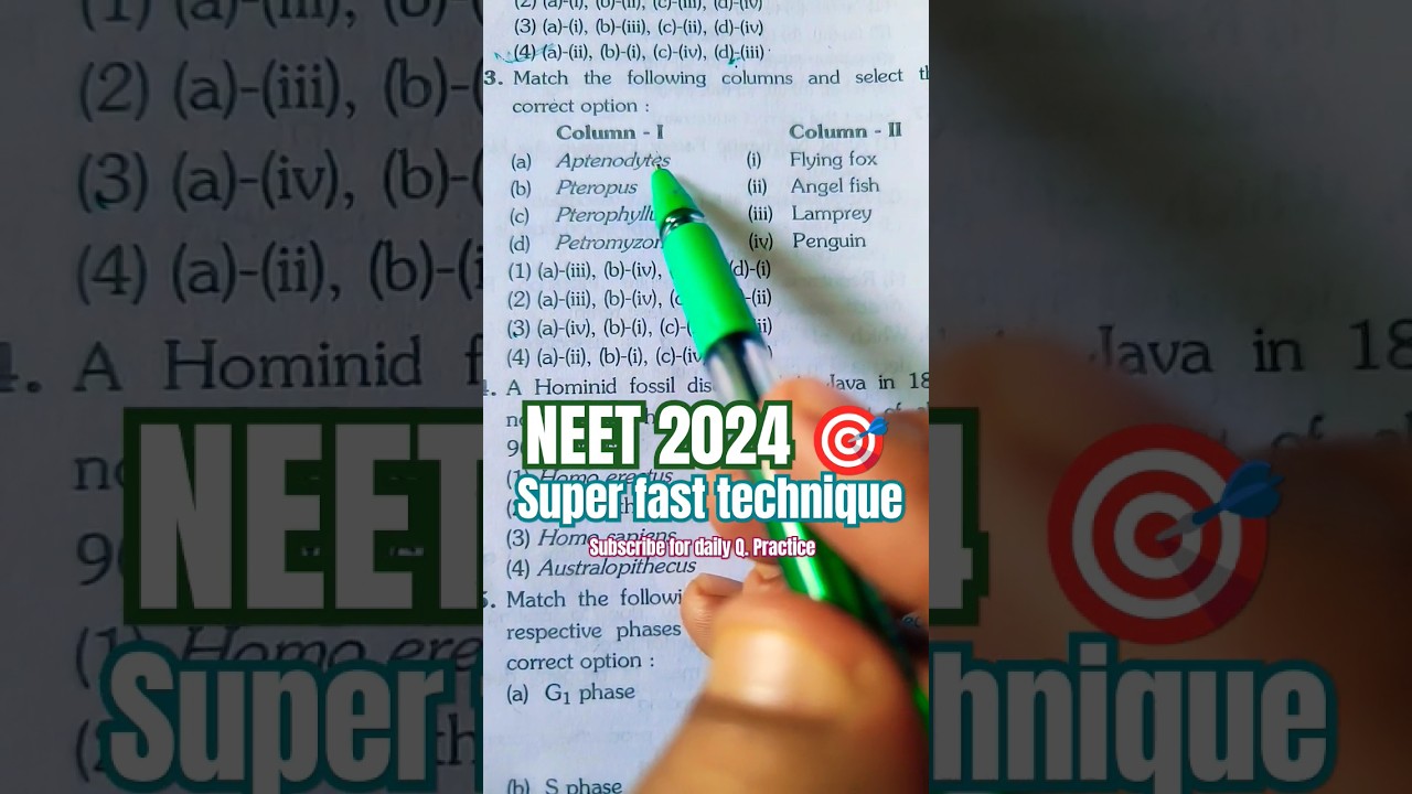 solve match Q in 2 second Neet 2024 🎯 super fast technique #neet #neetexam #mbbs #aiims