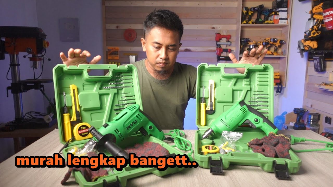dan RYU jg ikut bikin bor murah versi paket komplit 😅 -unboxing & tes RYU RDR10-3REB dan RID13-1REB