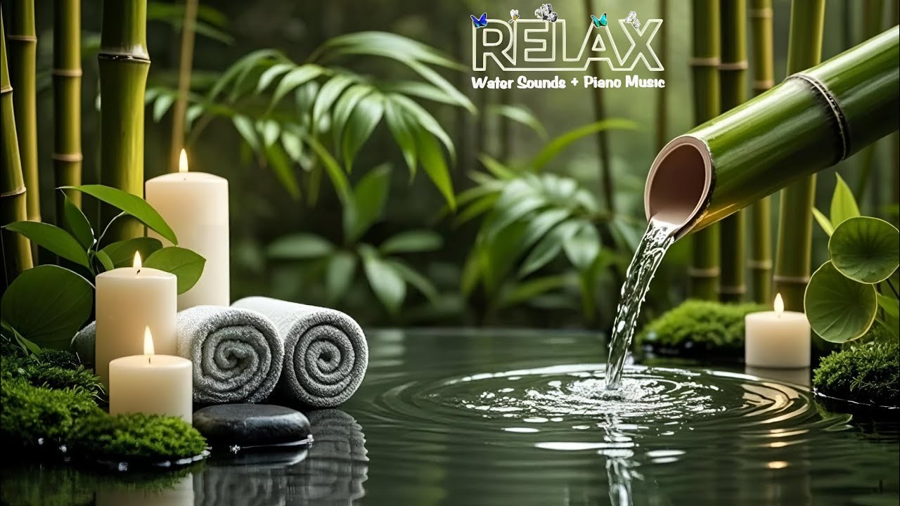 Relaxing Music for Healing + Bamboo Water Sounds 🌿 Relieves depression and tension & Nature Sounds