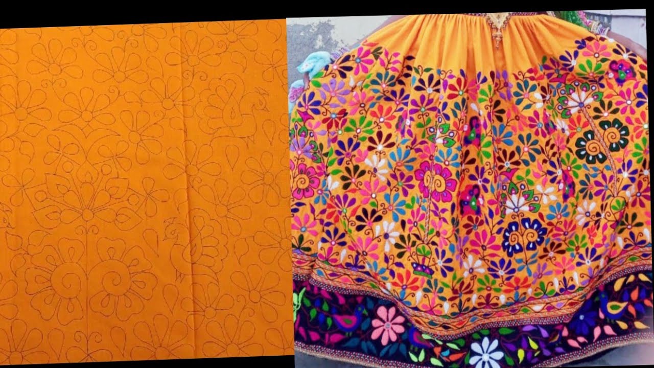 kutchhi work embroidery design drawing by kajal ahir