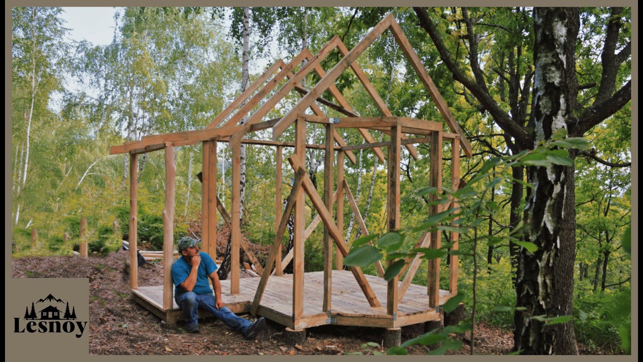🪓I am building a wooden house🏡 Frame ready. Part 1