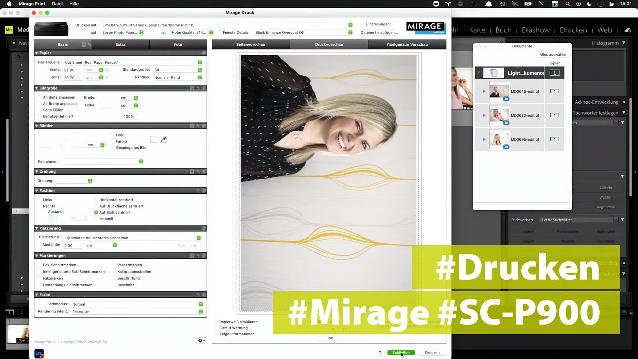 Druckauftrag für eine Kundin mit Lightroom Classic und Mirage