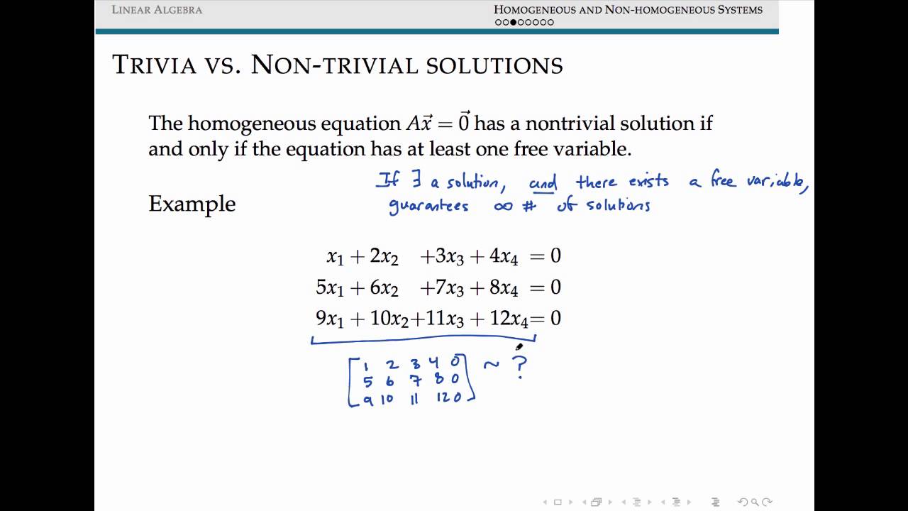 Homogeneous and Nonhomogeneous Systems of Linear Equations