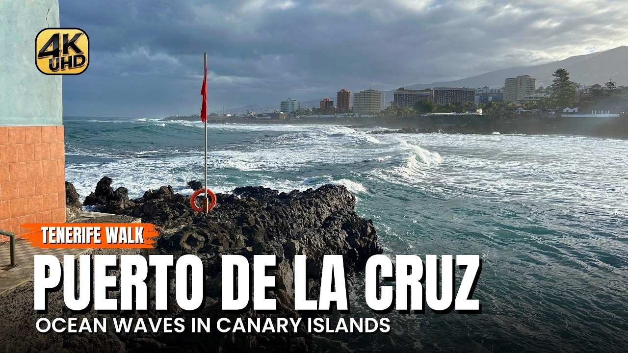 Punta Brava, Tenerife 🇮🇨 Big Waves in Puerto de la Cruz | 4K Tour