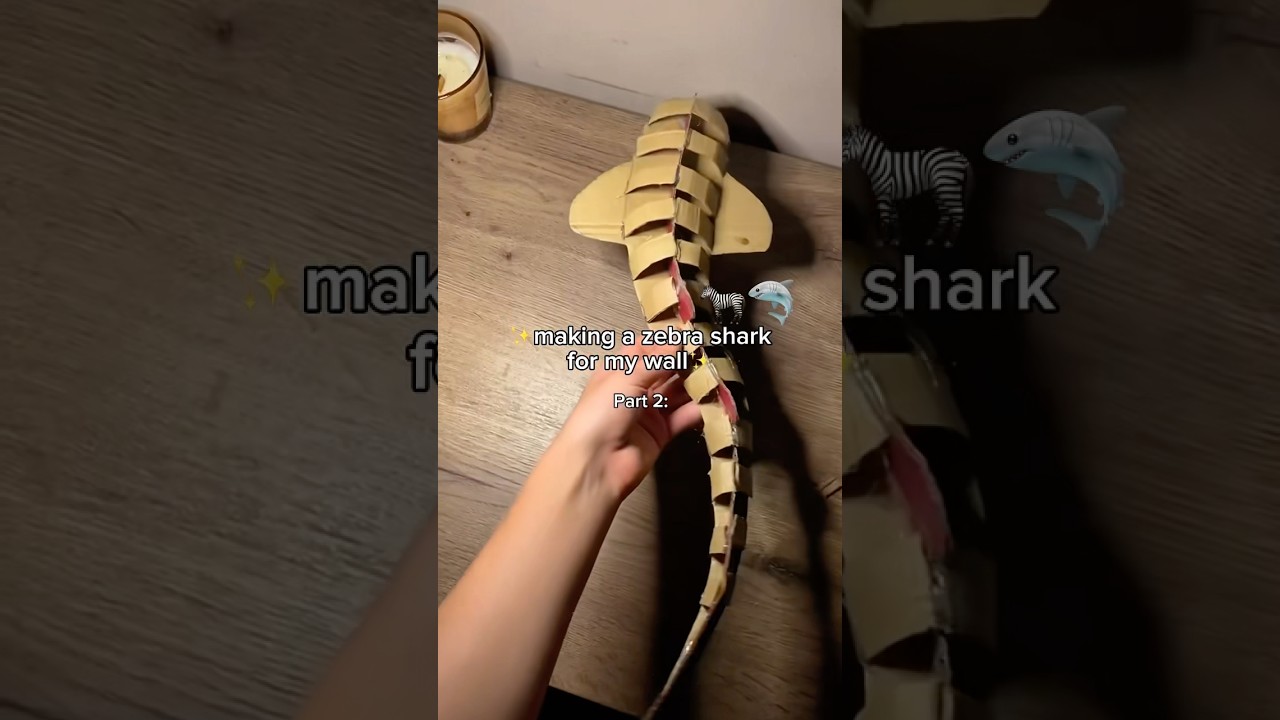 🦓🥹🦈 Making a ZEBRA SHARK for my wall 😍🪼 Cardboard Craft | DIY Shark Tutorial #cardboard #diy