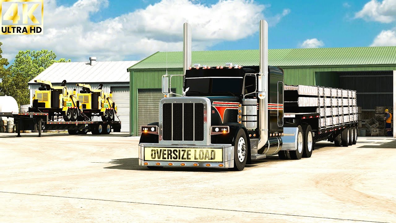 ATS 1.56 Mods | 4K | Epic 4K Haul: Pete 389 with Wade Stepdeck and oversized steel beams