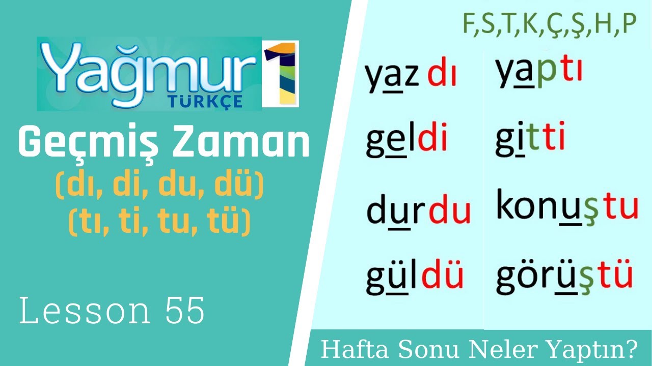 Learn Turkish Lesson 55, Past Tense, Geçmiş Zaman,  