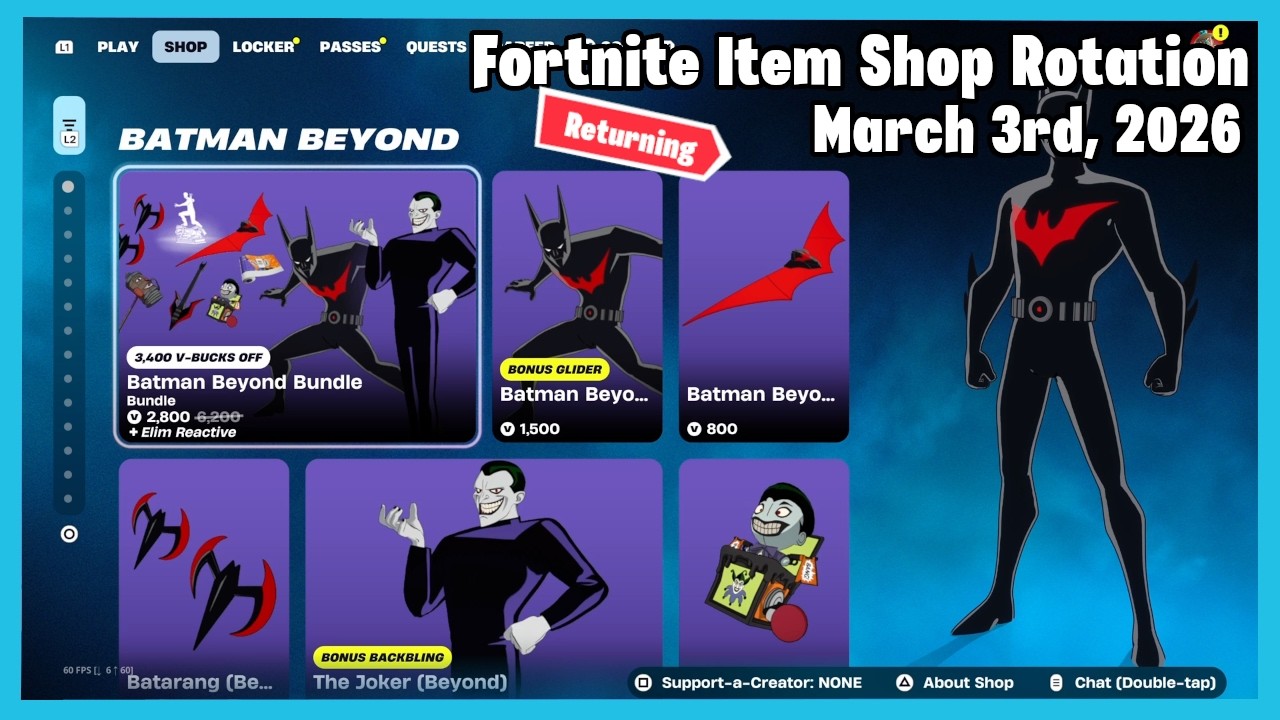 Batman Beyond Bundle Returns | Fortnite Item Shop Rotation Today - March 3rd, 2026