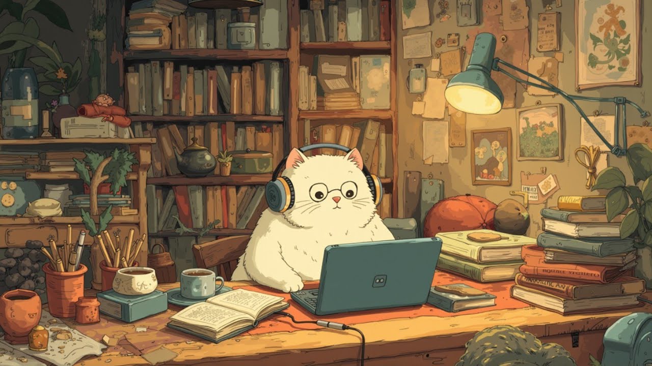 Изучайте Lofi Beats с нашим Расслабляющим Котом: Спокойный Хип-Хоп для Фокуса и Учебных Сессий