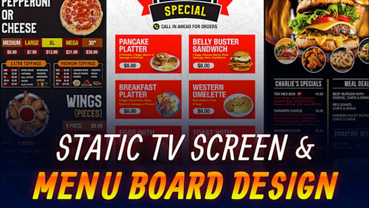 Design Restaurant Digital Menu board | Animated & Static Display tv screens Starting From &pound;25
