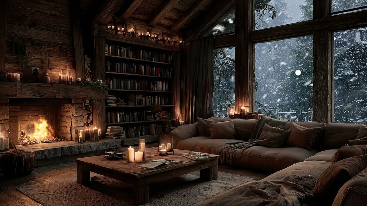 Midnight Cozy Room 🌙 Soft Piano 🎹 Fireplace Sounds 🔥 Sleep Better Tonight