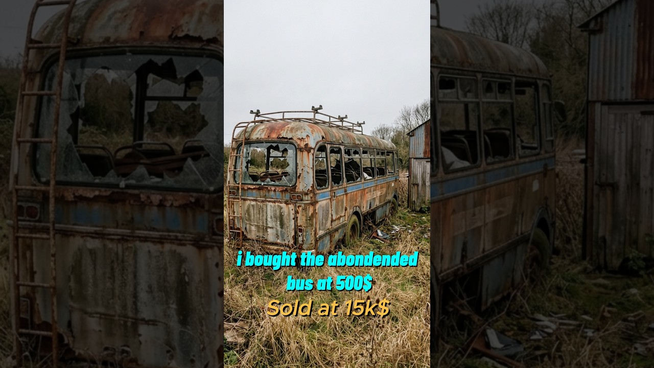 Rusty Abandoned Bus transformation 🚍🚏 😳 From Scrap to Luxury! #Shorts