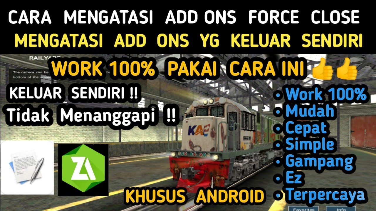 TUTORIAL CARA MENGATASI ADD ONS FORCE CLOSE WORK 100% TRAINZ SIMULATOR