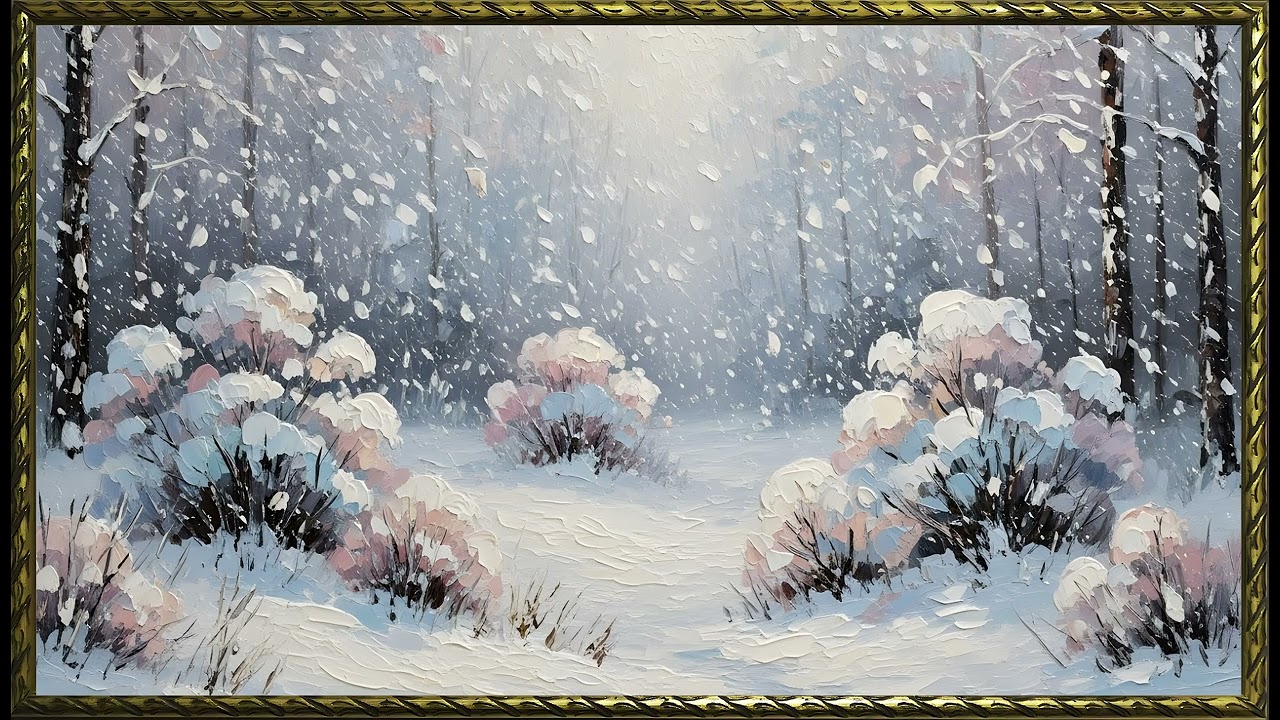 Timeless Frost Meadow Bathed in Morning Light| Gold Frame TV Art | Art Screensaver for TV | Wall Art